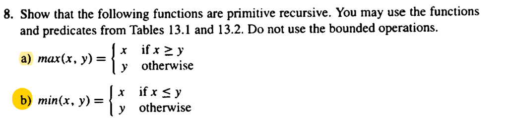 Solved primitive recursive. You may use the functions 8. | Chegg.com