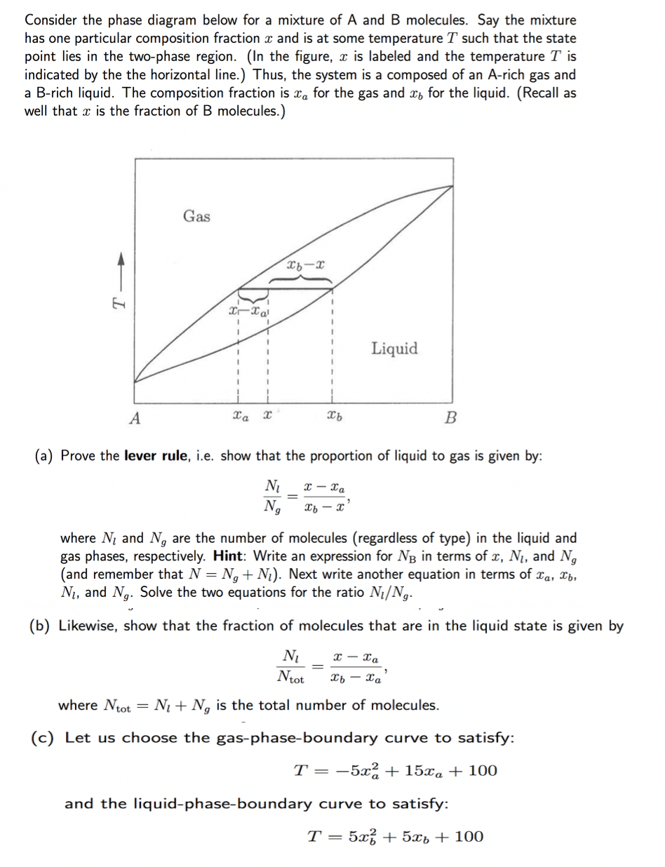 Consider the phase diagram below for a mixture of A | Chegg.com