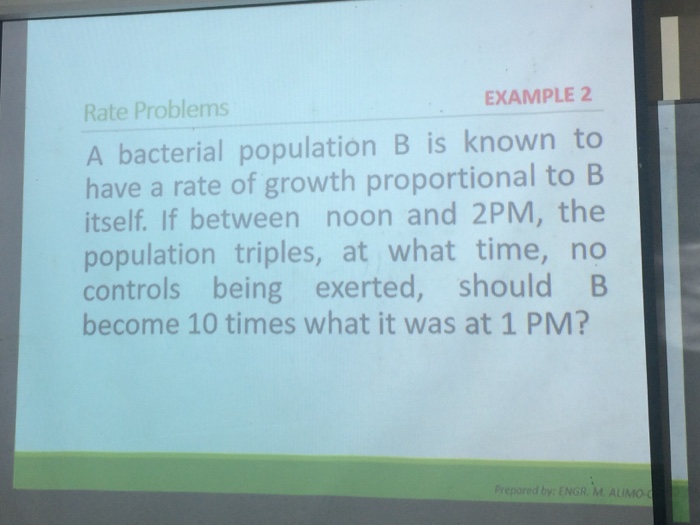 Solved Rate Problems EXAMPLE 2 A Bacterial Population B Is | Chegg.com