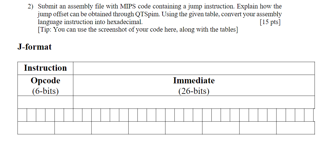 Solved 2) Submit an assembly file with MIPS code containing | Chegg.com