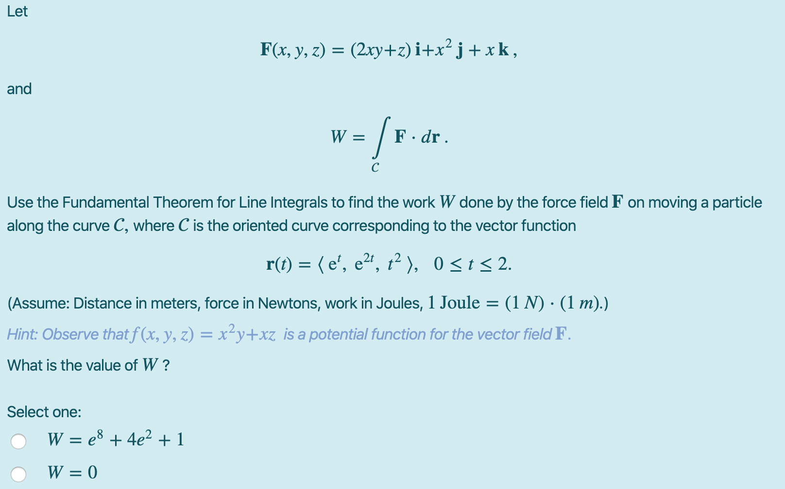 Solved Let F X Y Z 2xy Z I X J Xk And W F D Chegg Com