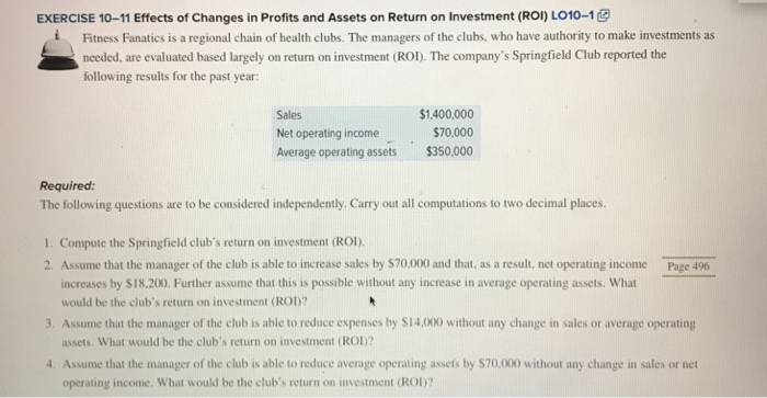 Solved EXERCISE 10-11 Effects of Changes in Profits and | Chegg.com