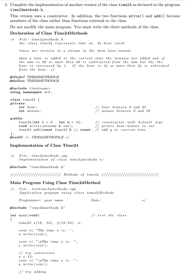 Solved 2. Complete the implementation of another version of | Chegg.com