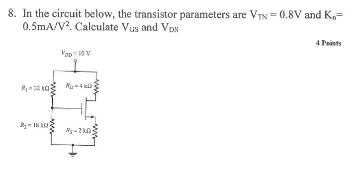 Solved In the circuit below, the transistor parameters are | Chegg.com