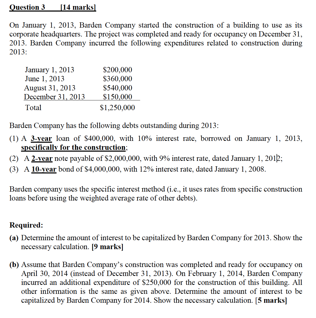 Solved On January 1, 2013, Barden Company started the | Chegg.com