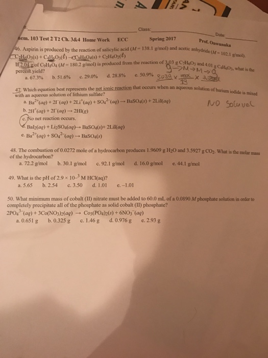 Solved Aspirin is produced by the reaction of salicylic acid | Chegg.com