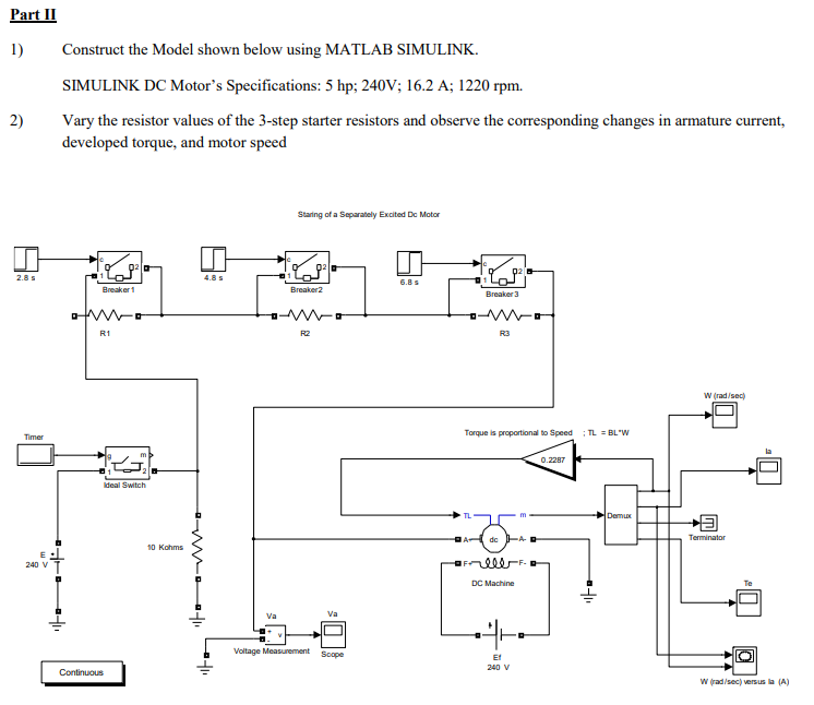 Solved Part II 1) Construct the Model shown below using | Chegg.com
