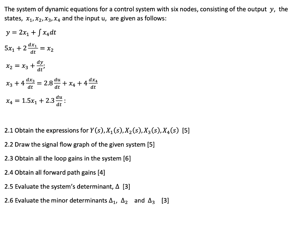 Solved The system of dynamic equations for a control system | Chegg.com