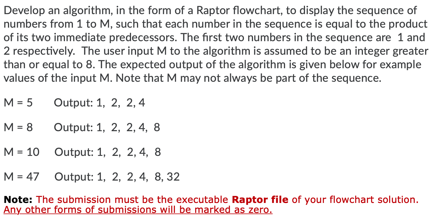 Solved Develop an algorithm, in the form of a Raptor | Chegg.com