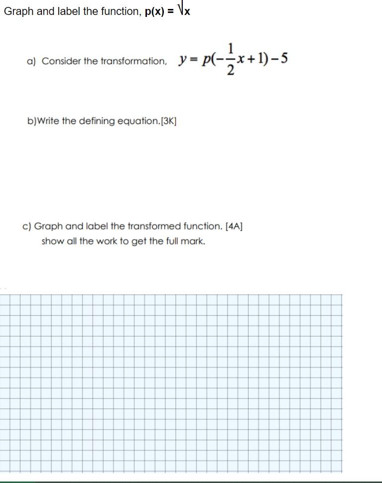 Solved Graph and label the function, p(x) = : Vx a) Consider | Chegg.com