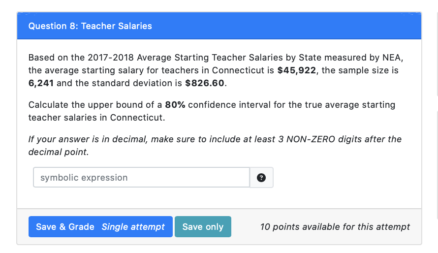 Solved Based on the 20172018 Average Starting Teacher