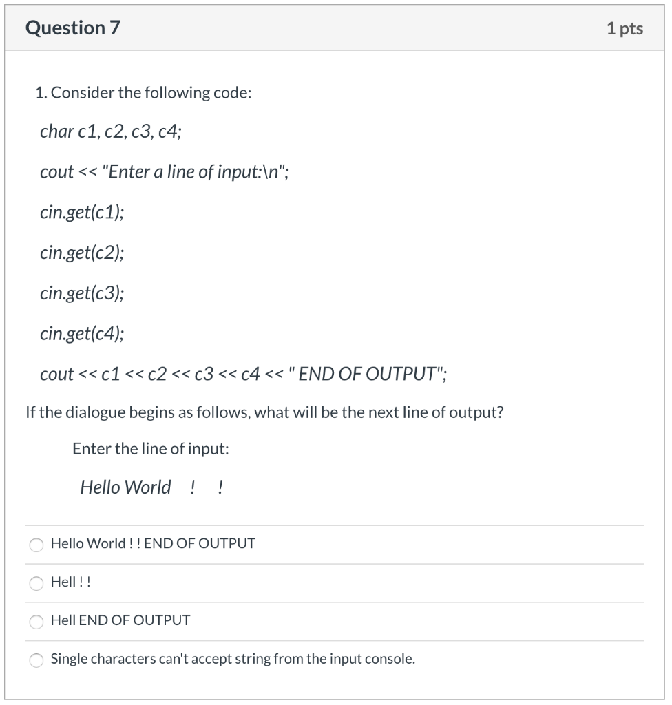 Solved Question 1 1 pts Consider the following declaration: | Chegg.com