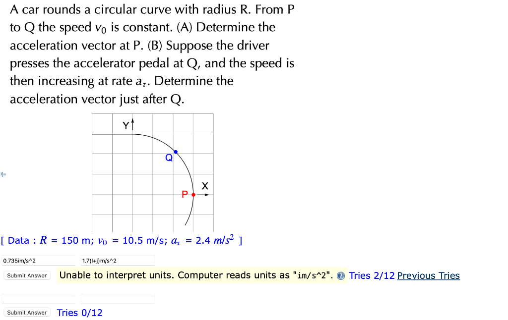 Solved A car rounds a circular curve with radius R. From P | Chegg.com