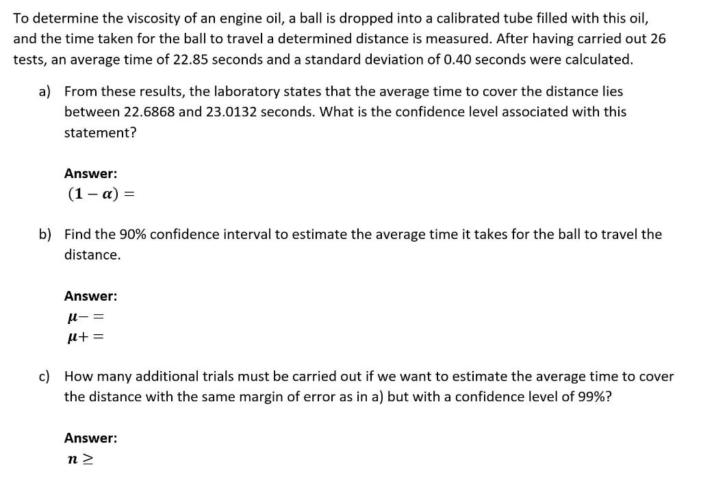 Solved To determine the viscosity of an engine oil, a ball | Chegg.com