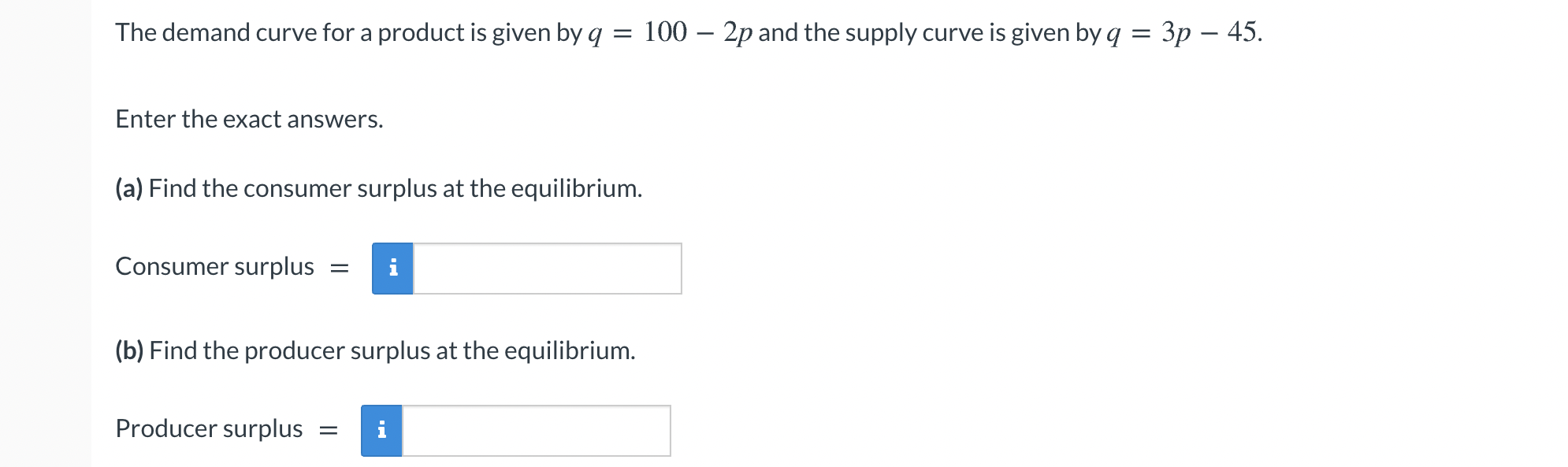 Solved The demand curve for a product is given by a = 100 – | Chegg.com