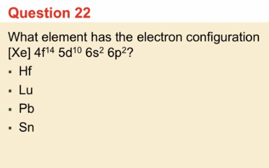 Solved What element has the electron configuration [Xe]