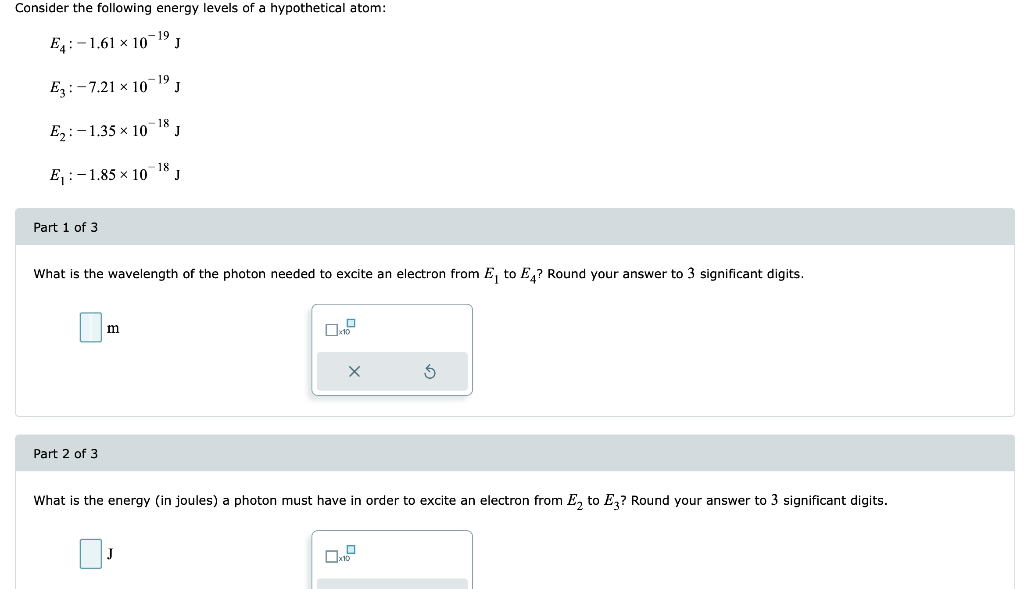 Solved Consider the following energy levels of a | Chegg.com