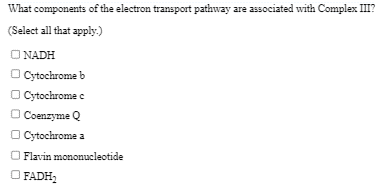 Solved What components of the electron transport pathway are | Chegg.com