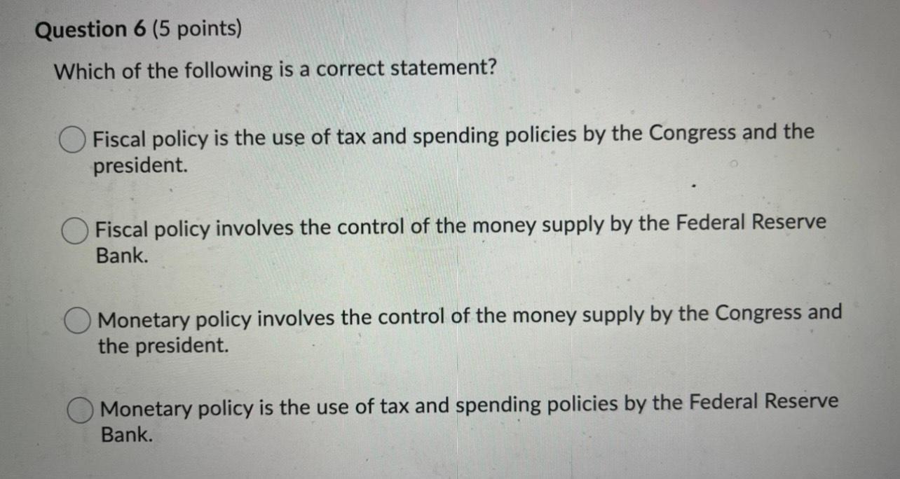Solved Question 6 (5 points) Which of the following is a | Chegg.com