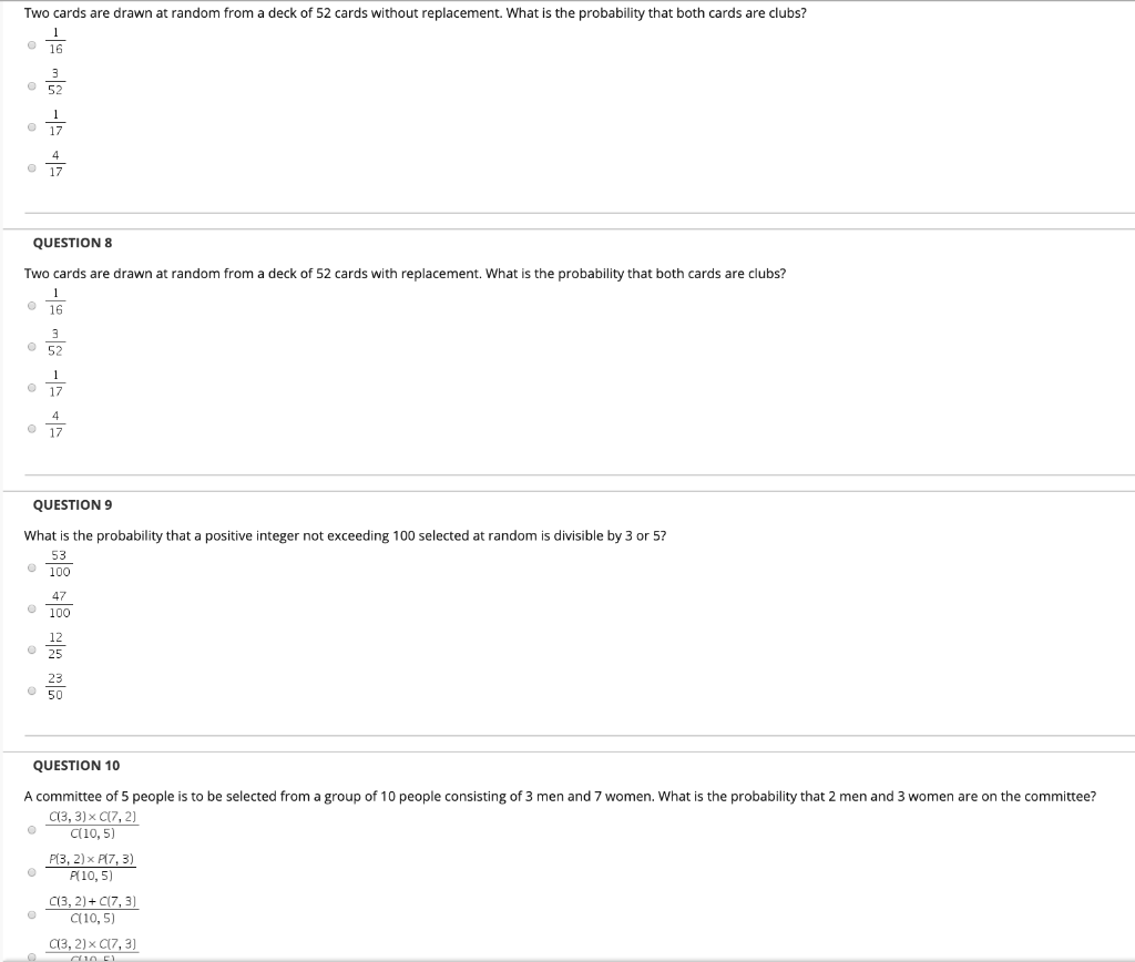 Solved Two cards are drawn at random from a deck of 52 cards