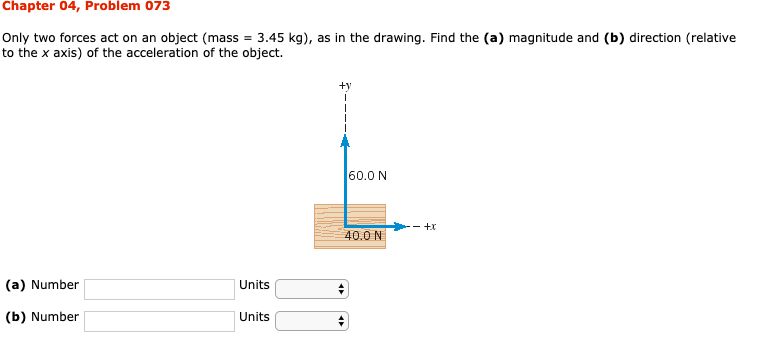 Solved Chapter 04, Problem 073 Only Two Forces Act On An | Chegg.com