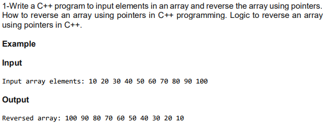 Solved 1-Write a C++ program to input elements in an array | Chegg.com