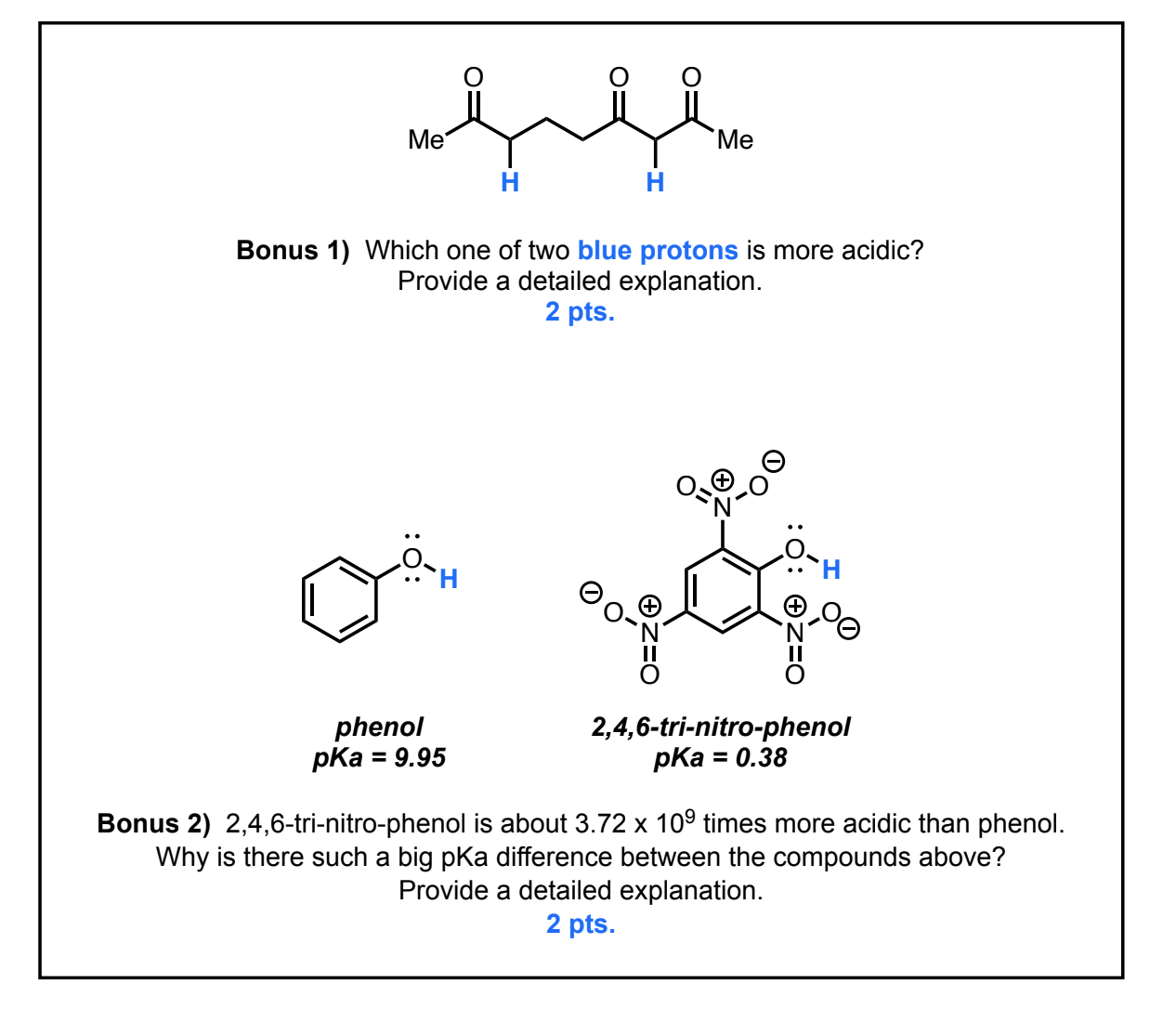 Bonus 1) Which one of two blue protons is more | Chegg.com