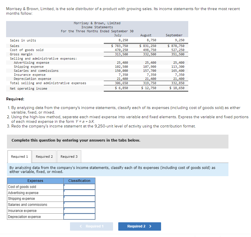 Solved Morrisey \& Brown, Limited, is the sole distributor
