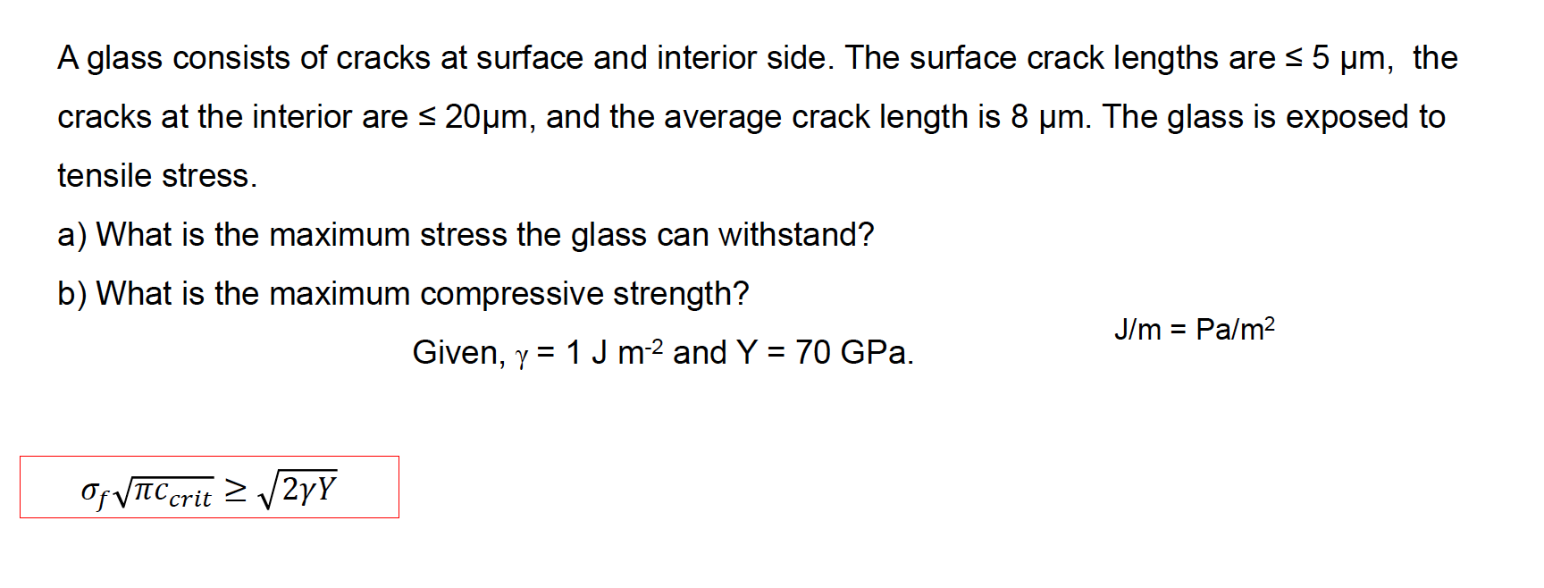 Solved A Glass Consists Of Cracks At Surface And Interior | Chegg.com