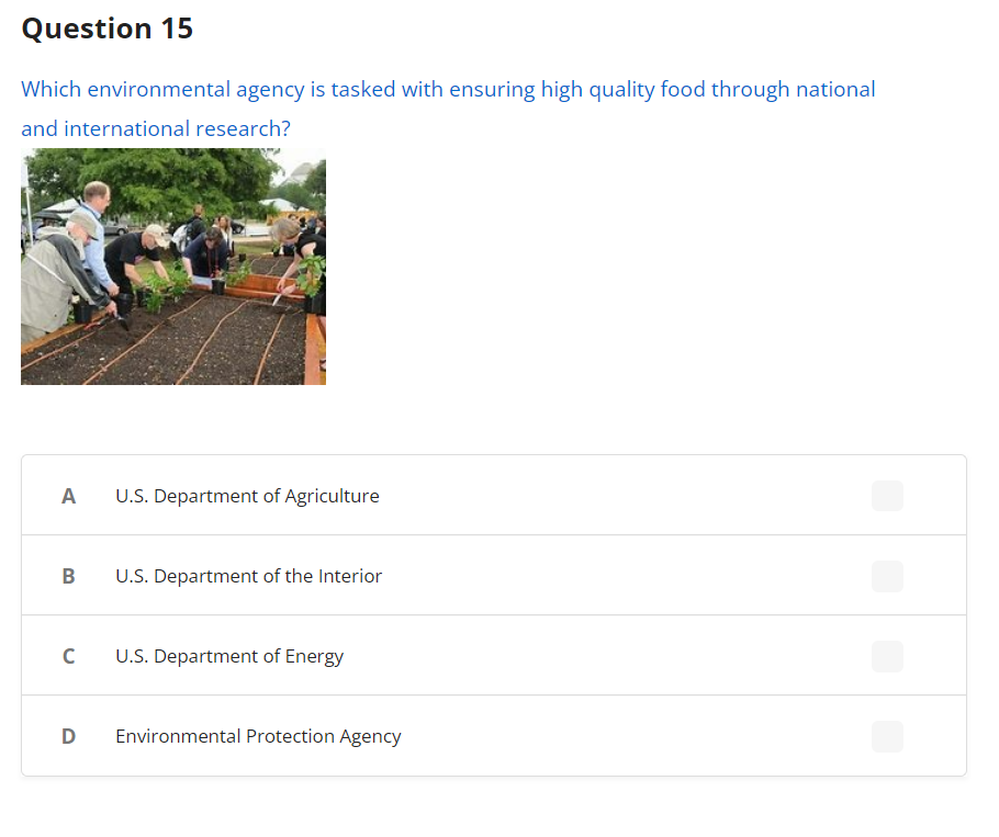 Solved Question 15 Which environmental agency is tasked with