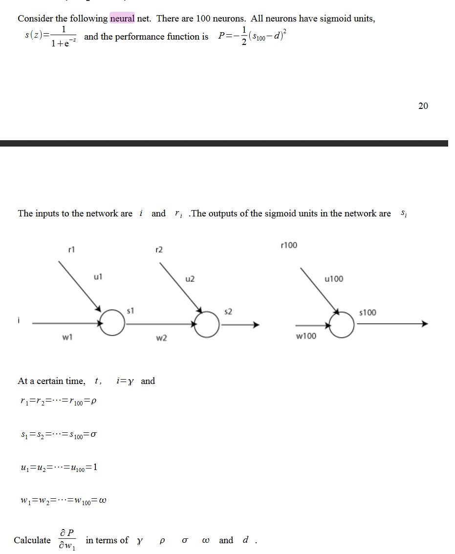 Solved Consider the following neural net. There are 100 | Chegg.com