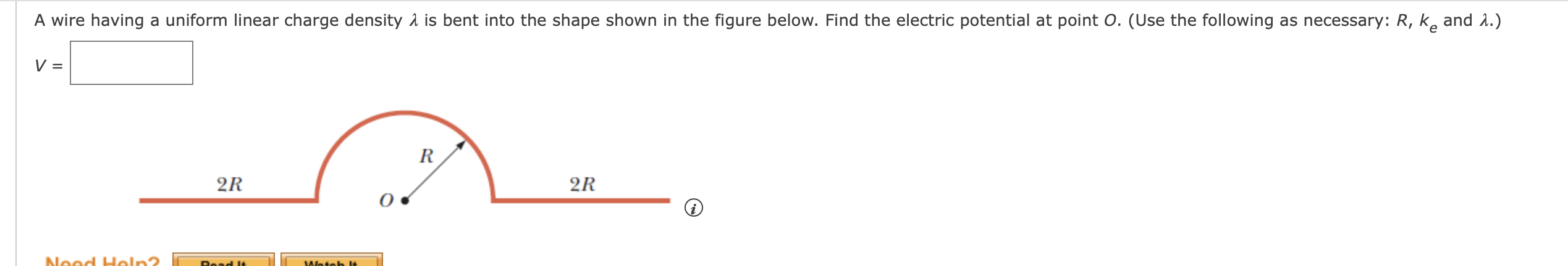 Solved A wire having a uniform linear charge density 1 is | Chegg.com