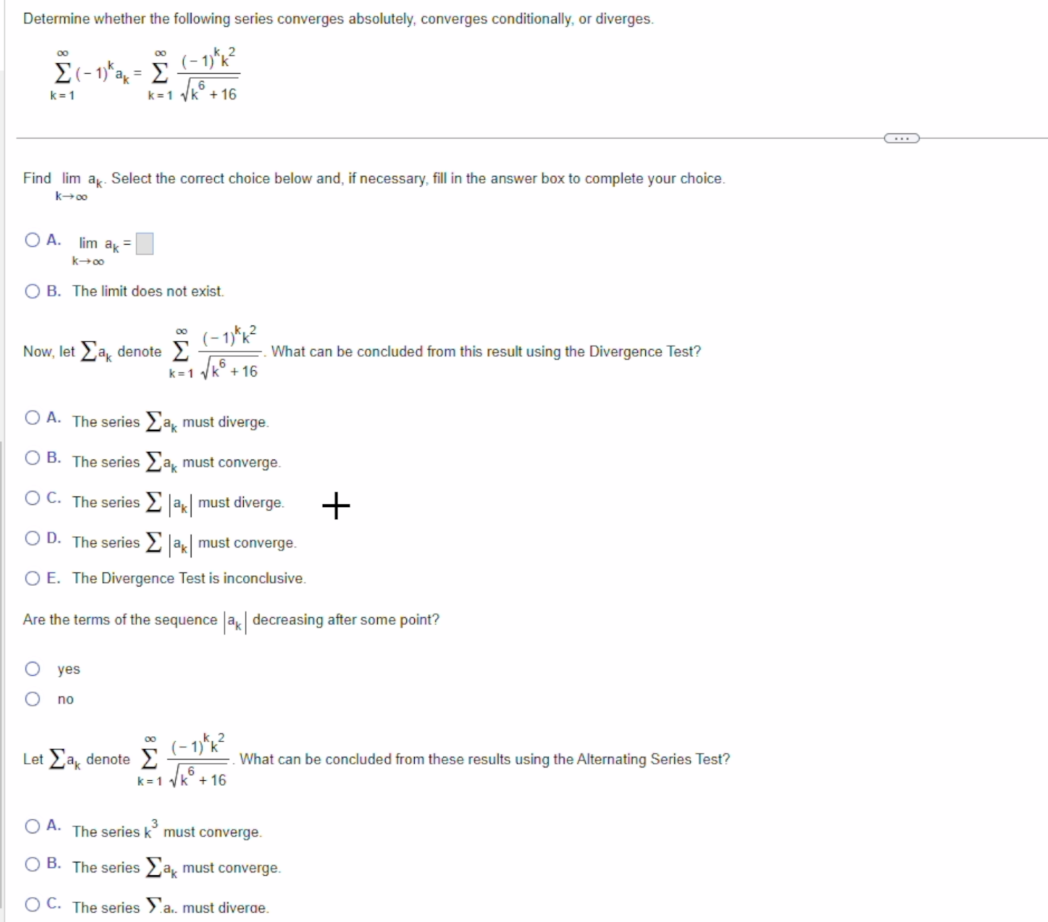 Solved Determine Whether The Following Series Converges | Chegg.com