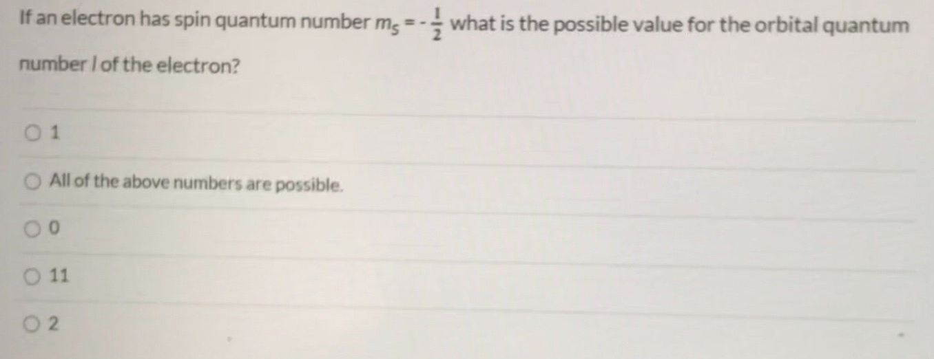 the possible value of an electron's spin quantum number is