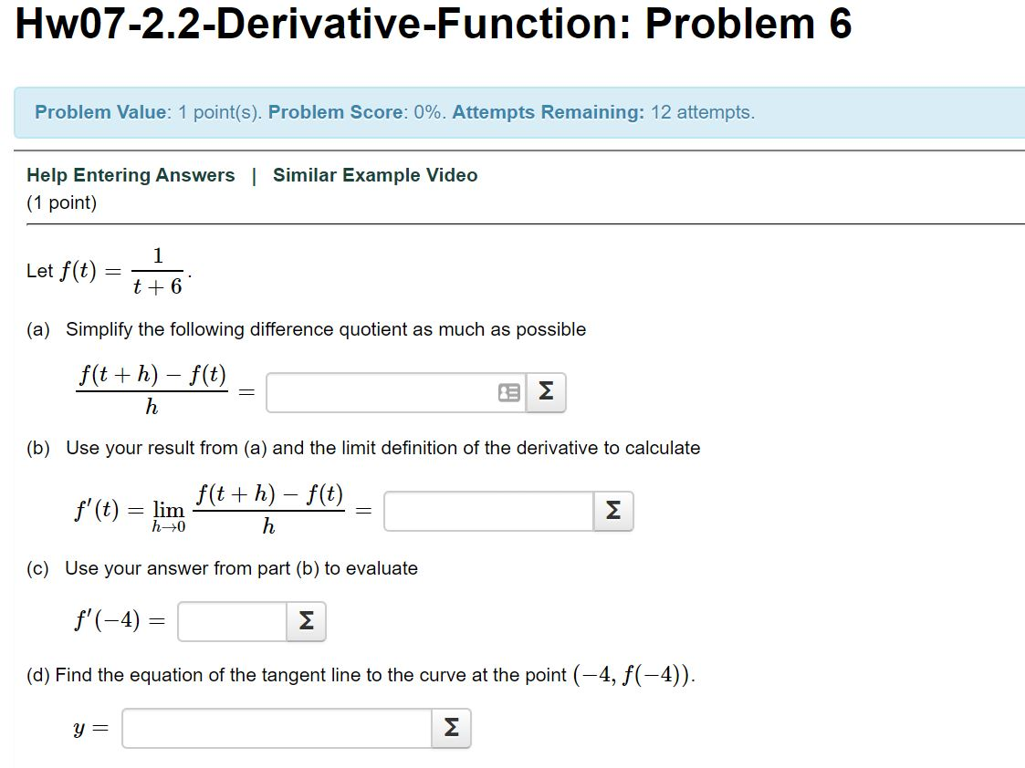 Solved Hw07-2.2-Derivative-Function: Problem 6 Problem | Chegg.com