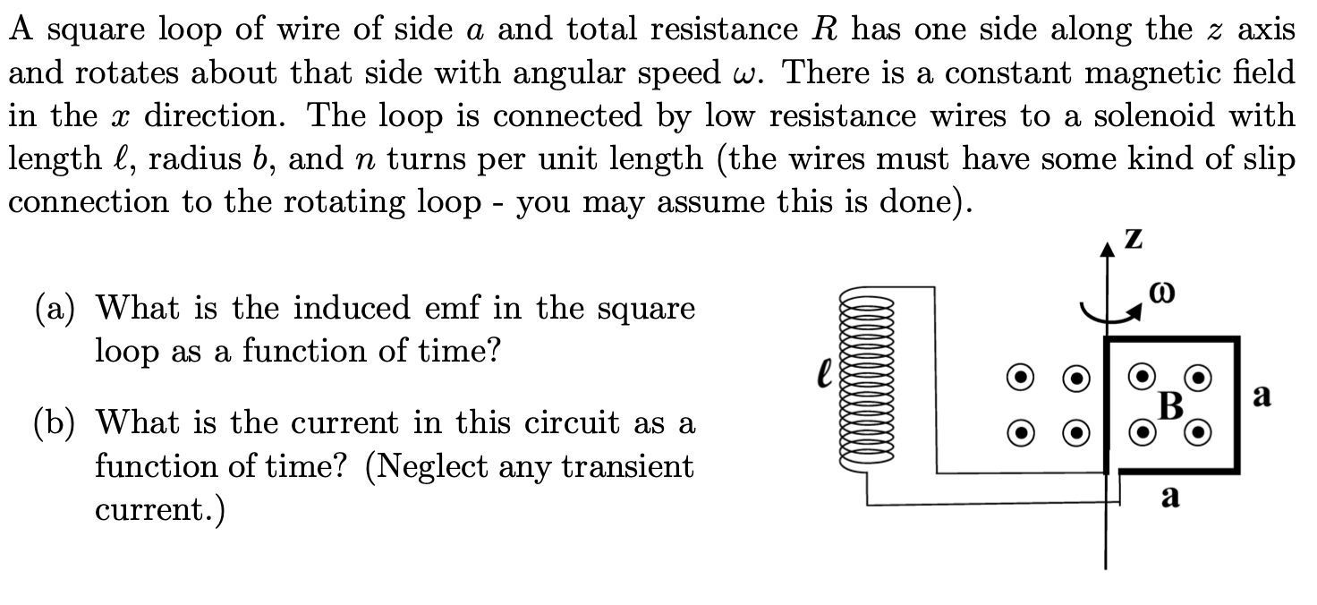 Solved A Square Loop Of Wire Of Side A And Total Resistance | Chegg.com