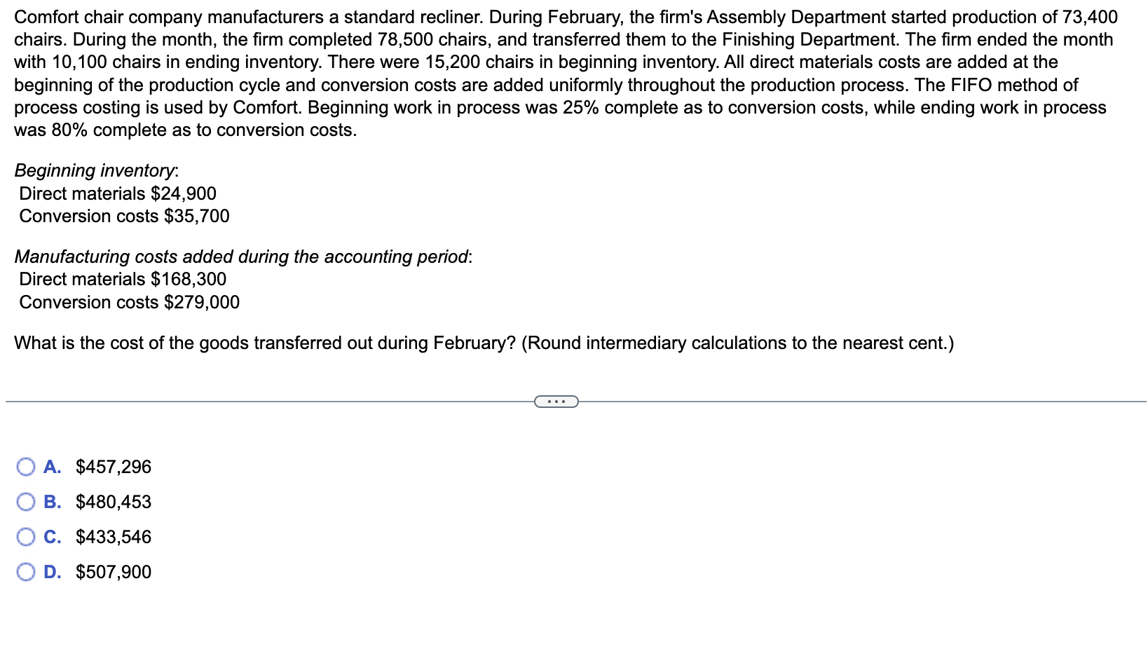 Solved Comfort chair company manufacturers a standard
