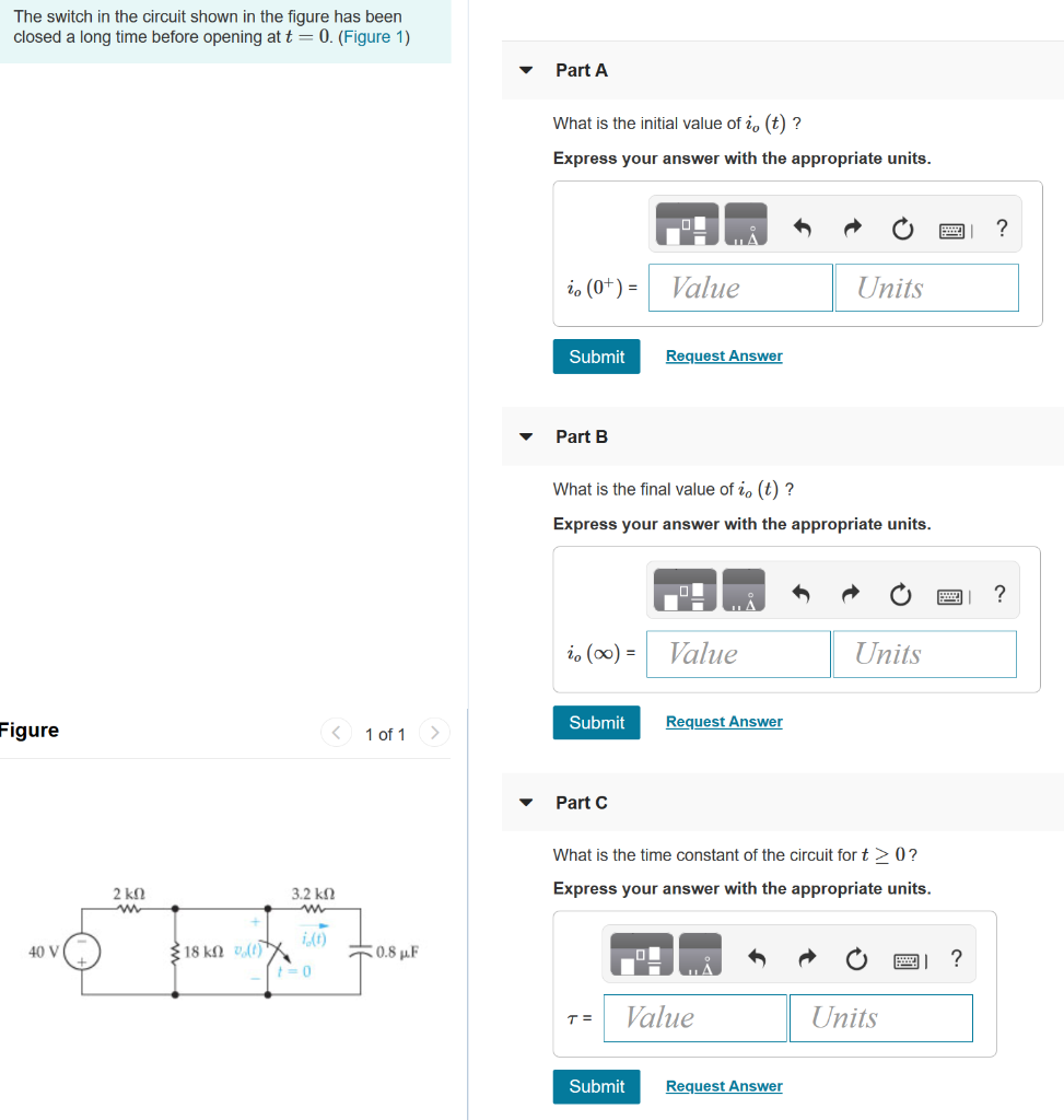 Solved The switch in the circuit shown in the figure has | Chegg.com