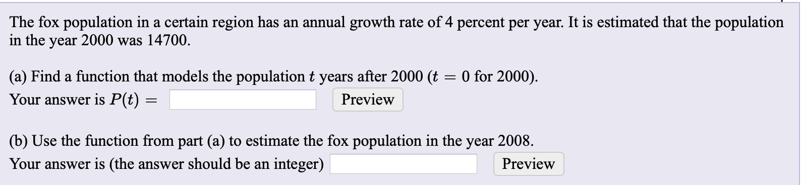 Solved The fox population in a certain region has an annual | Chegg.com