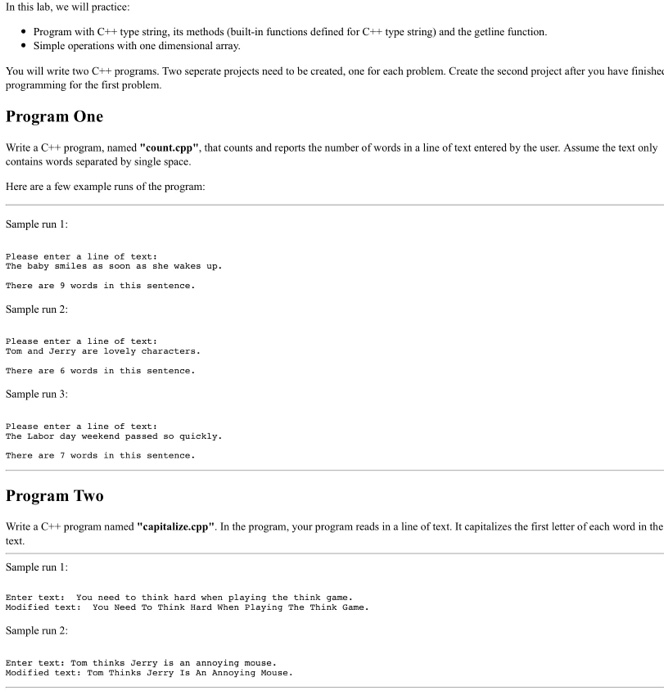 Solved In this lab, we will practice: Program with C++ type | Chegg.com