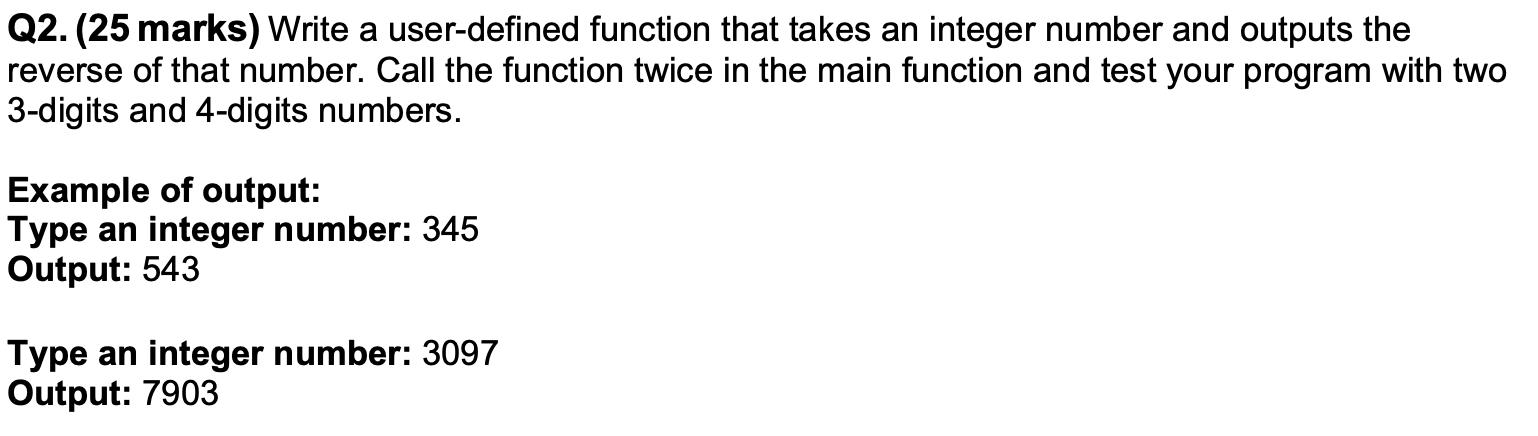 Solved Q2. (25 marks) Write a user-defined function that | Chegg.com