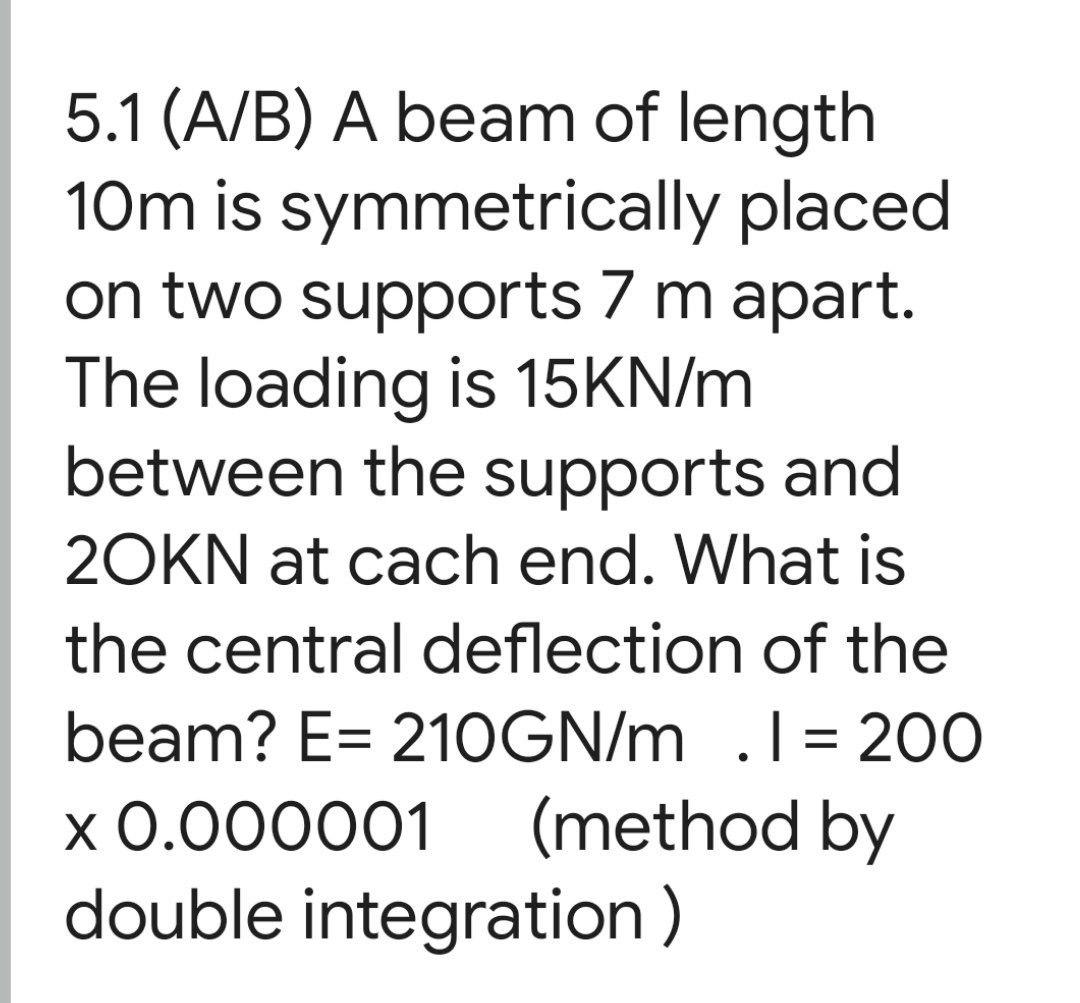 Solved 5.1 (A/B) A Beam Of Length 10m Is Symmetrically | Chegg.com