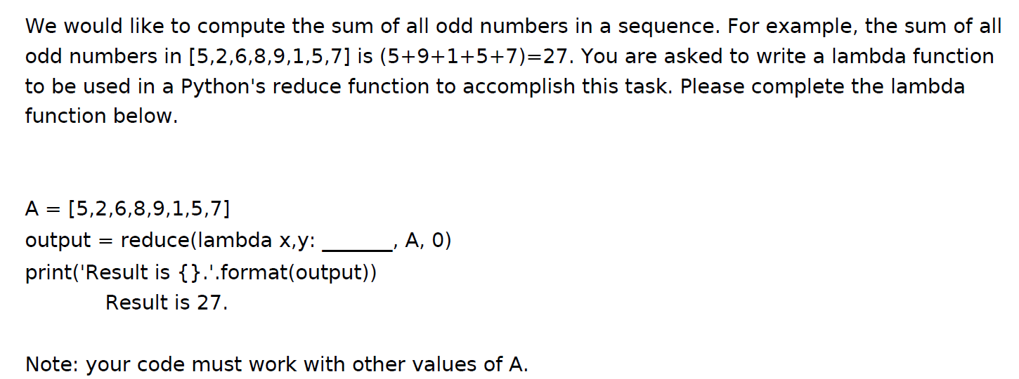 Solved We would like to compute the sum of all odd numbers | Chegg.com