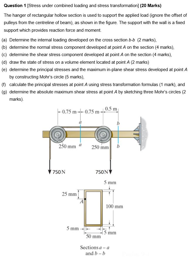 Solved Question 1 (Stress under combined loading and stress | Chegg.com