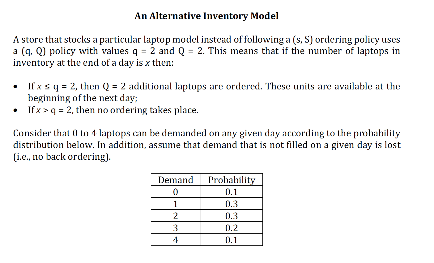 A Let Denote The Inventory Level At The End Of Chegg Com