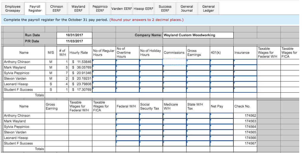 Appendix A Continuing Payroll Project: Wayland Custom | Chegg.com