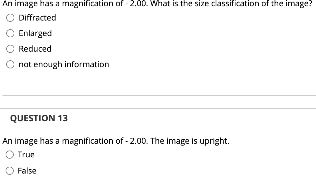 Solved An image has a magnification of - 2.00. What is the | Chegg.com