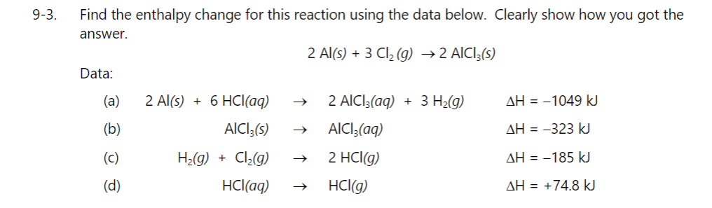 Solved Find The Enthalpy Change For This Reaction Using The | Chegg.com