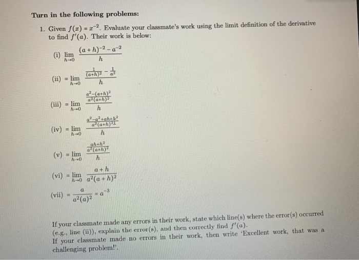 Solved Turn in the following problems: 1. Given f(x) . | Chegg.com