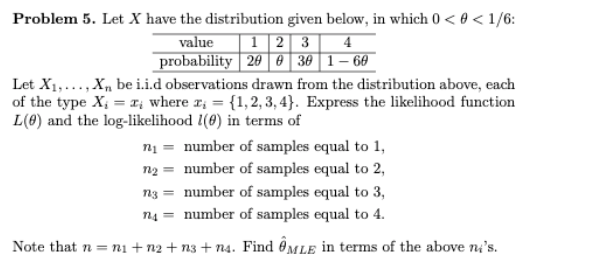 Solved Problem 5. Let X have the distribution given below, | Chegg.com